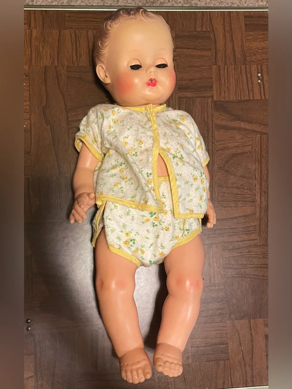 Vintage Rubber Baby Doll Sleep Eyes. Squeeky. The Sun Rubber Co. 1950s